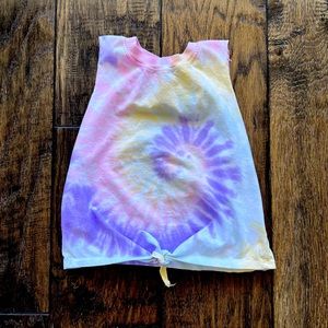 Tie Dye Cropped Tank Top with front tie
